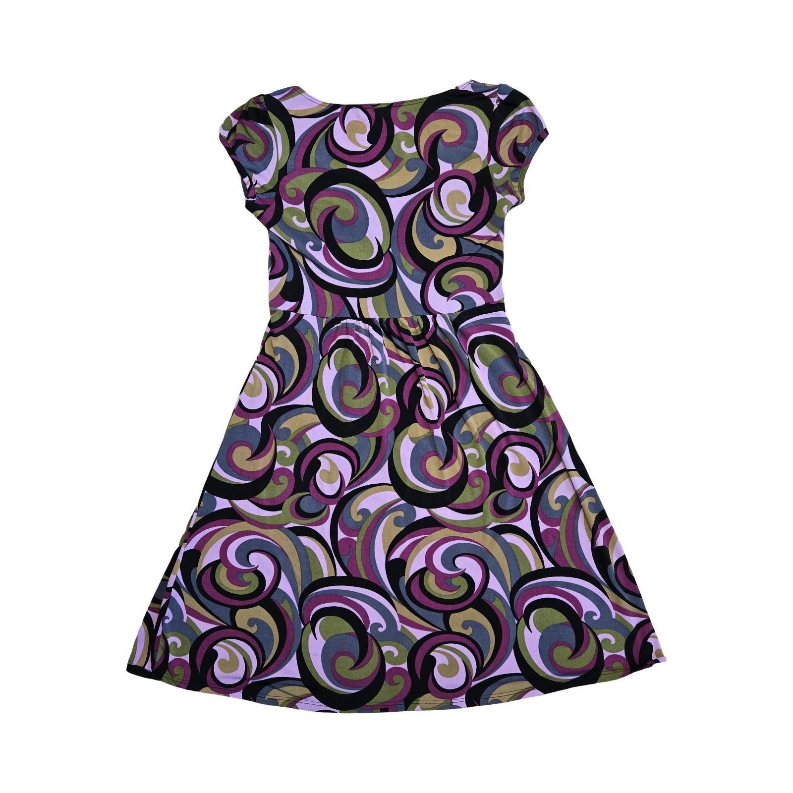 VTG y2k funky print babydoll mini dress / SM / B WEAR, retro, groovy, 70s, 2000s