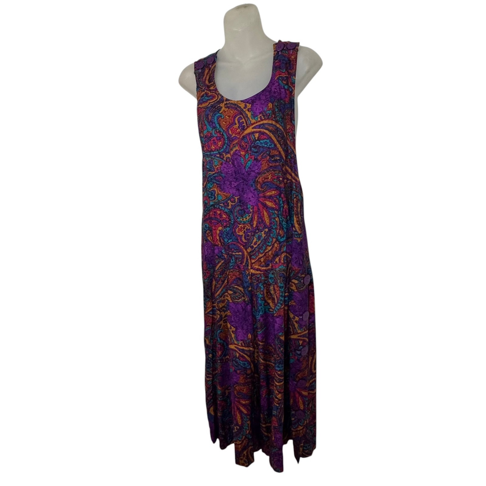 Vintage R.J. Stevens Palazzo Jumper Paisley Wide Leg Boho Cross back Sz 6
