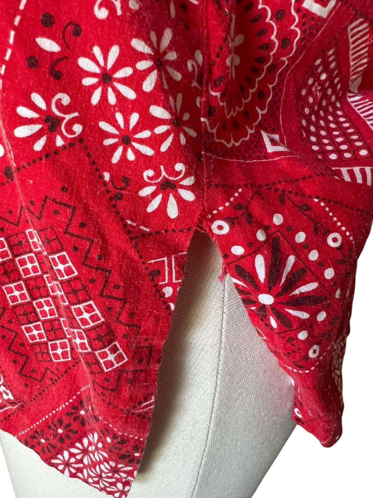 Vintage 70’s Bandana Print Patchwork Button Snap Collared Shirt Rockabilly S/M