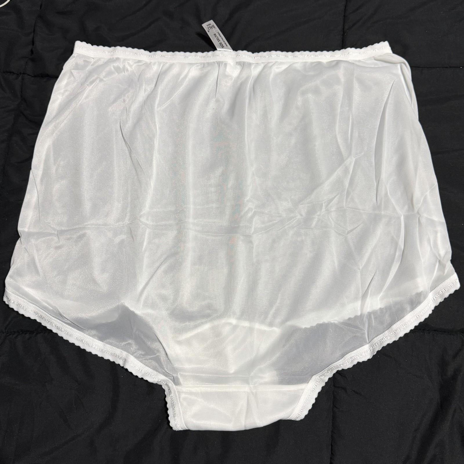 3 Pair Bali 26210 White 3XL / 10 Nylon Satin Full Cut Brief Panties High Waist