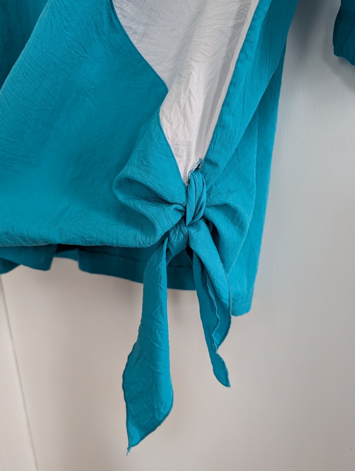 Retro Vintage 80s Teal Pink White Color Block Blouse Women’s M Bowie Lightweight