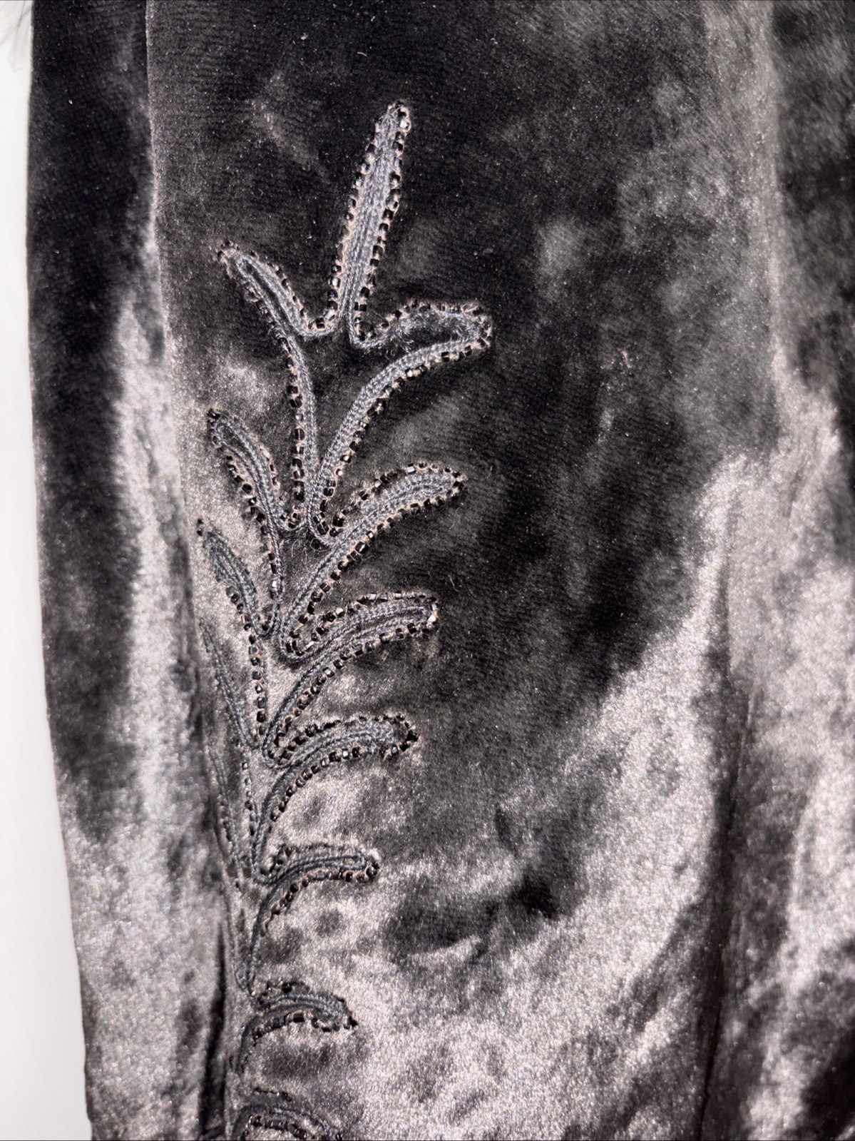 Antique Victorian Black Mourning Cape Beaded. Velvet Fur Trim Goth Witchy Core