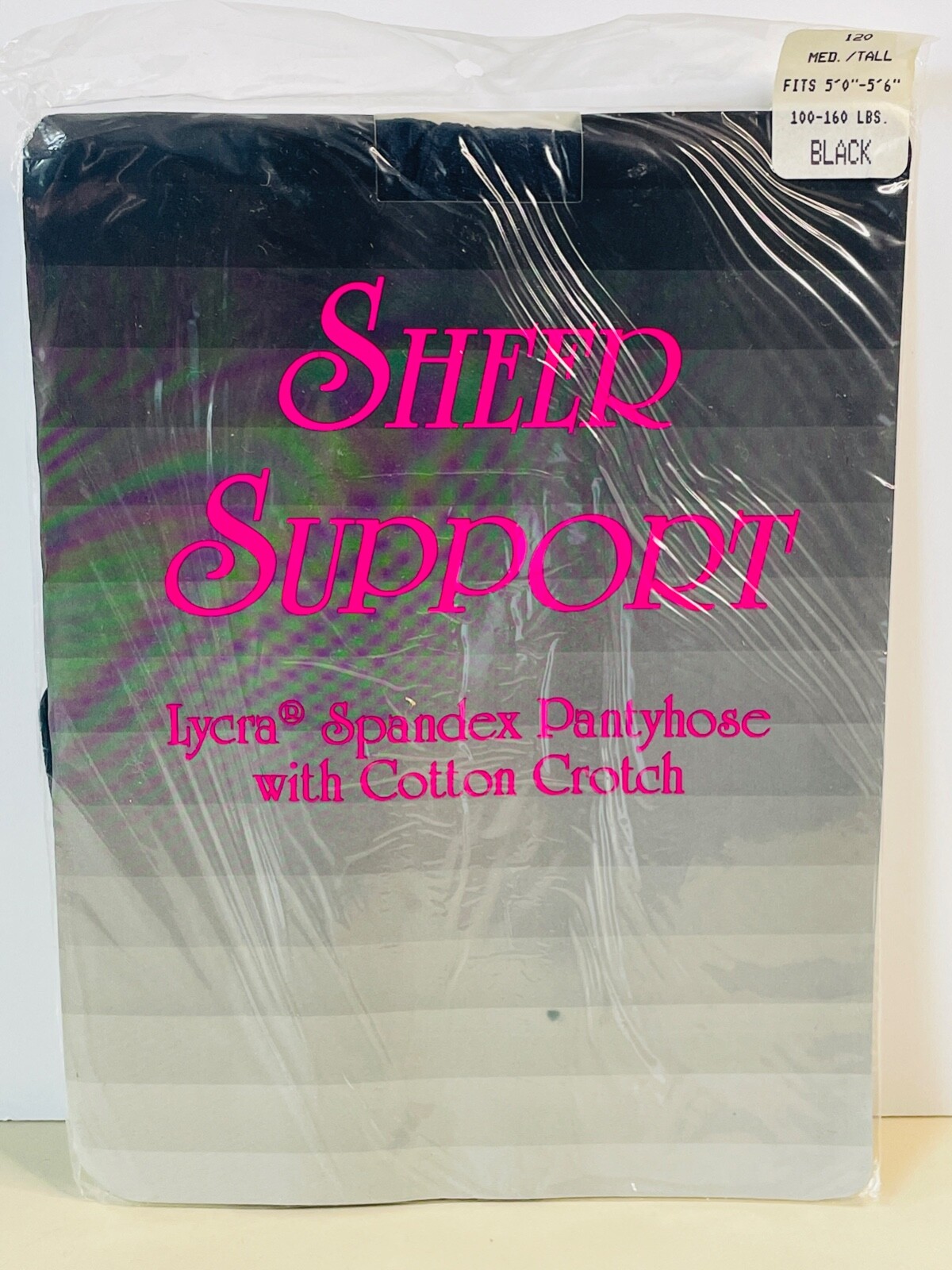 NEW VTG 80’S-90’S SHEER SUPPORT PANTYHOSE NYLONS*BLACK MED/TALL