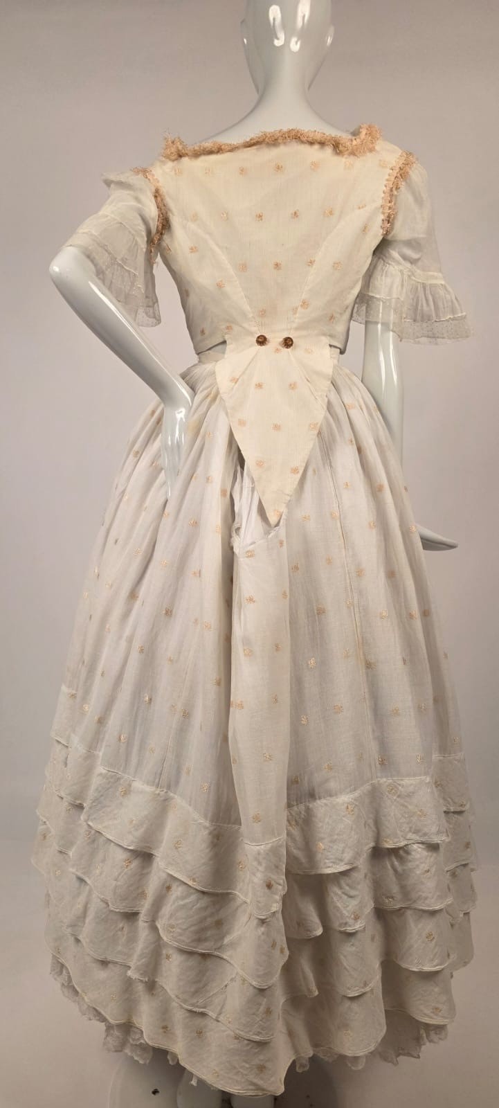 ROMANTIC CIVIL WAR 1860’S EMBR MUSLIN 2 PC DRESS FR ORIGINAL FLORIDA ESTATE