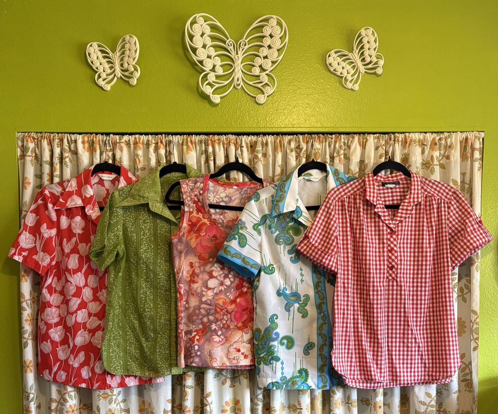 Vintage 70s 80s Lot of 5 Shirts #3 Medium Large Flower Power Hippie Mod