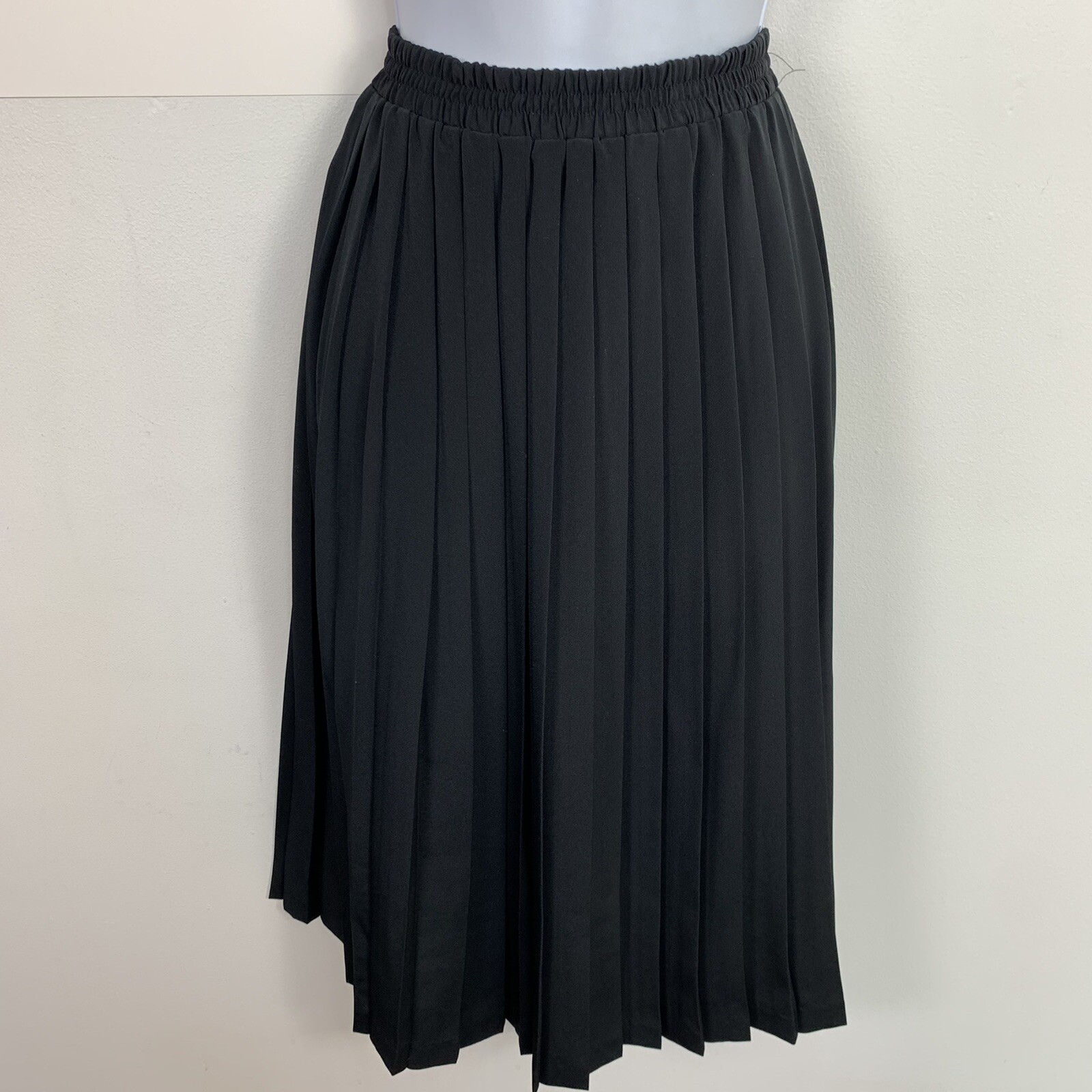 Andrea Gayle Petites Accordion Skirt Sz 12 Black Minimalist VINTAGE AZ47