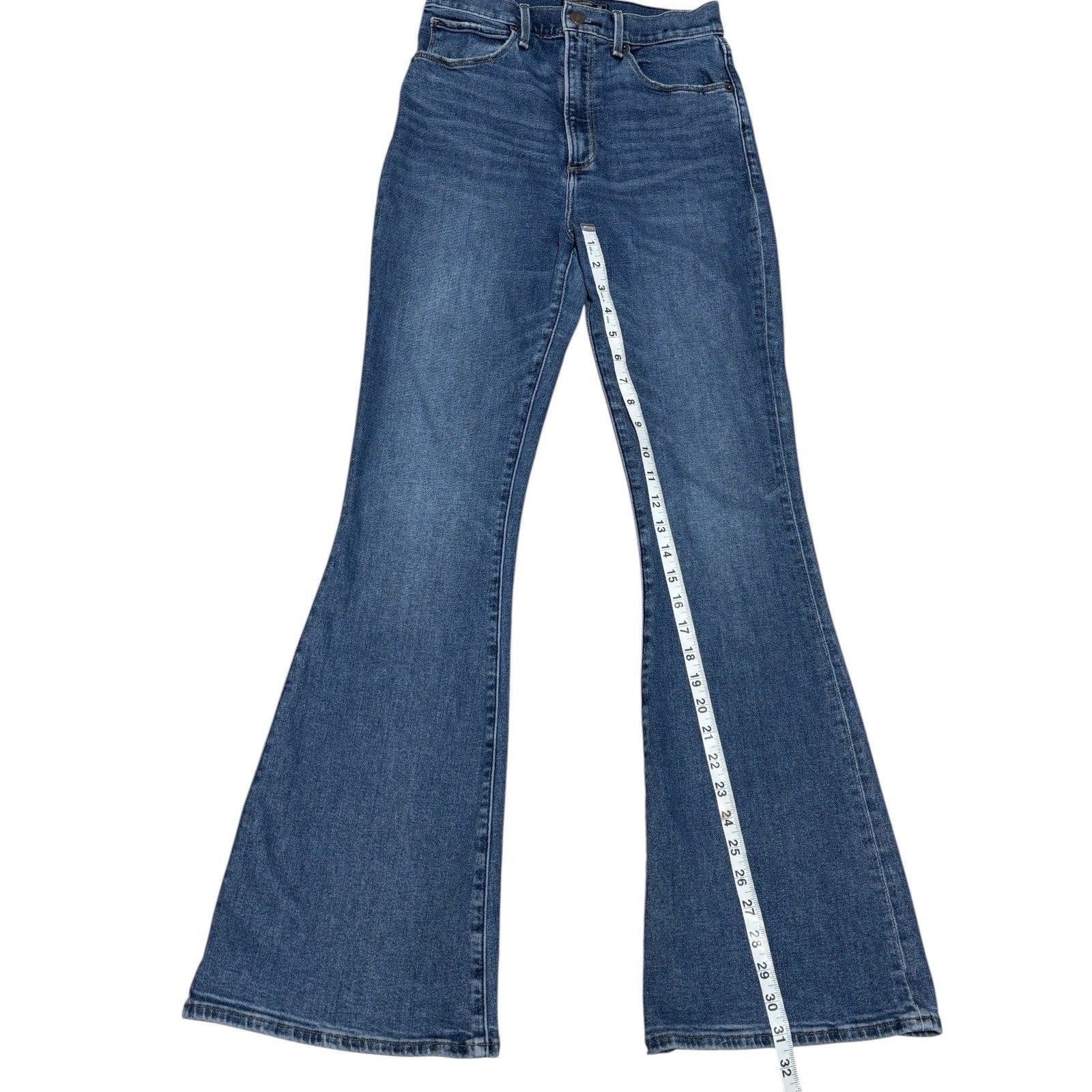 Abercrombie & Fitch High Rise Flare Jeans 26R Blue Stretch Denim Retro Bell
