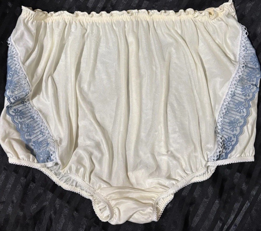 Custom Very Lt Weight Ivory & Soft Blue & White Lace Panties Sz 14/16