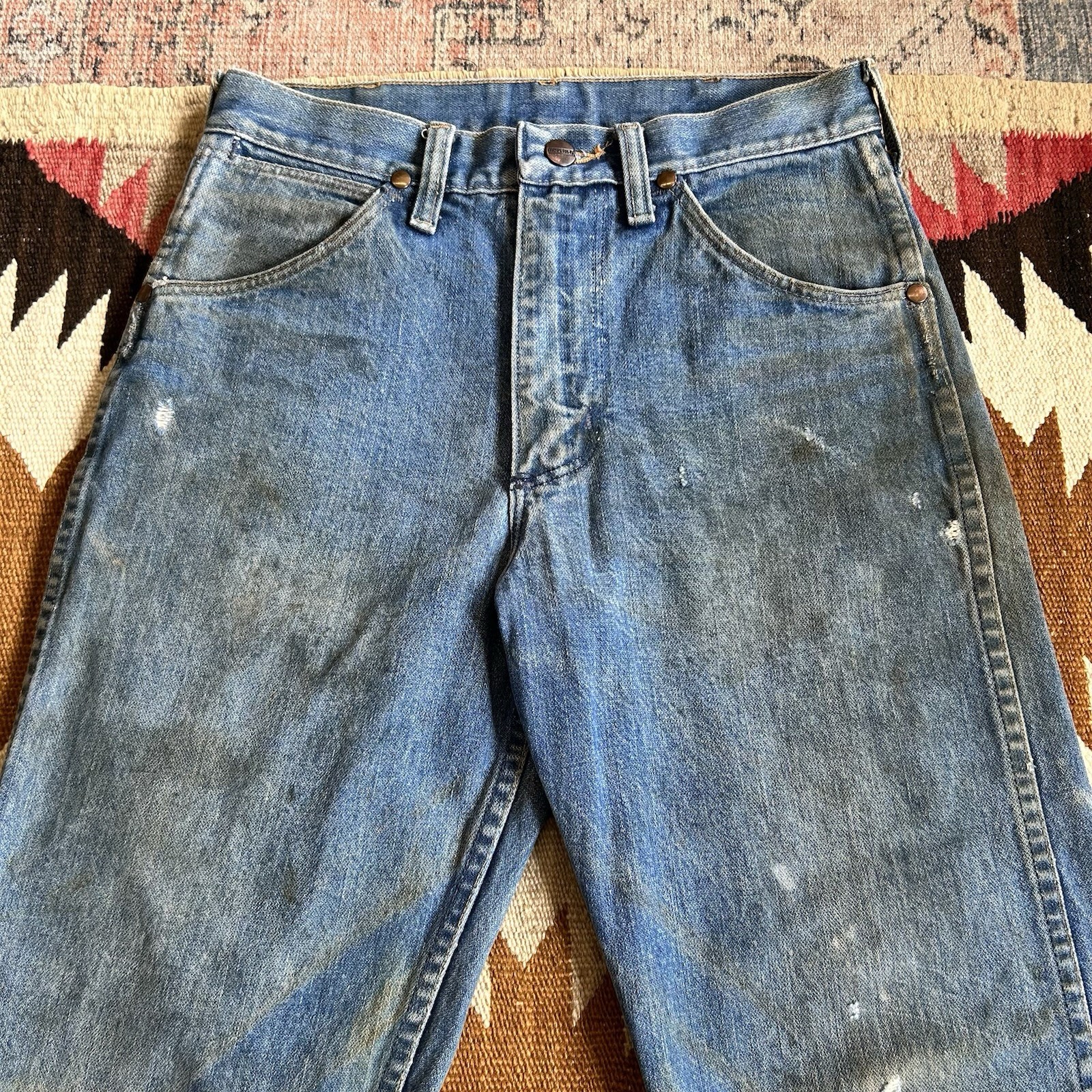 Vintage 1960s 70s Wrangler Maverick 44 MWZ Denim Jeans Sz 27 x 30