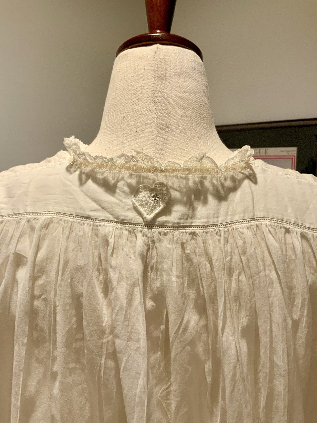 Edwardian White Cotton Nightgown c.1900–1915 – Antique Nightgown White Cotton L