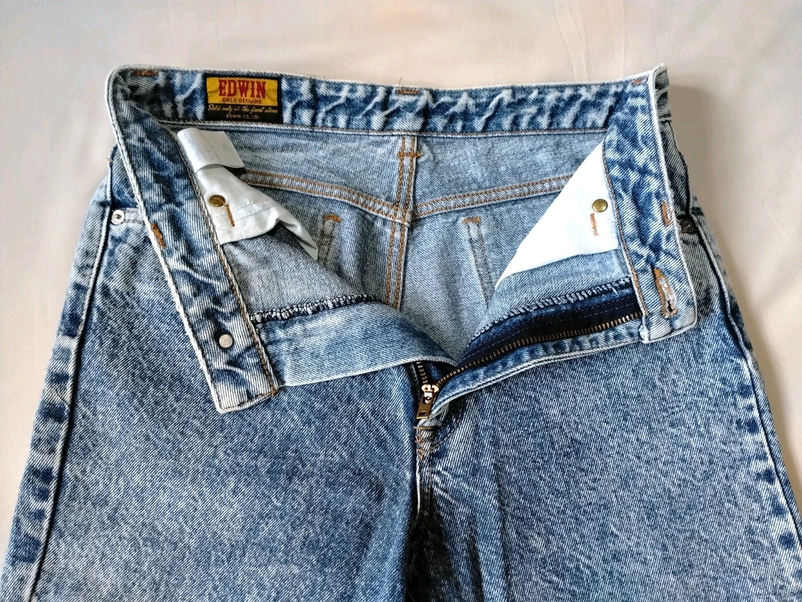 Vintage Edwin Acid Wash Tapered Jeans Made In Japan High Rise Light Blue…
