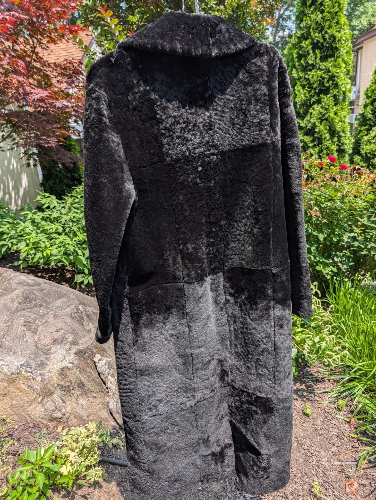 BLACK Sheepskin FULL LENGTH COAT LARGE Shearling