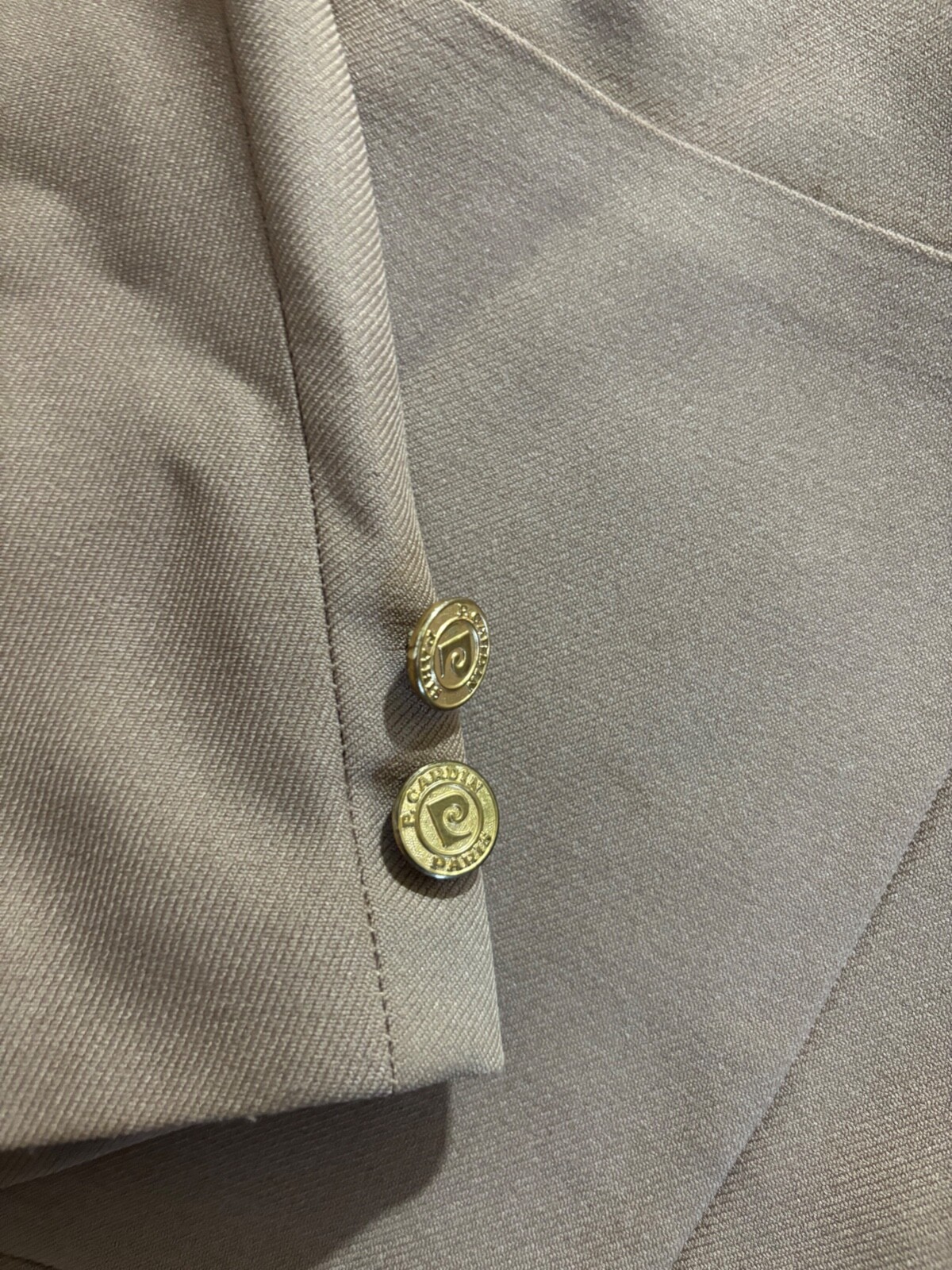 Vtg 70s PIERRE CARDIN Blazer M Tan LOGO BUTTON Signed OLD MONEY JACKET Classic