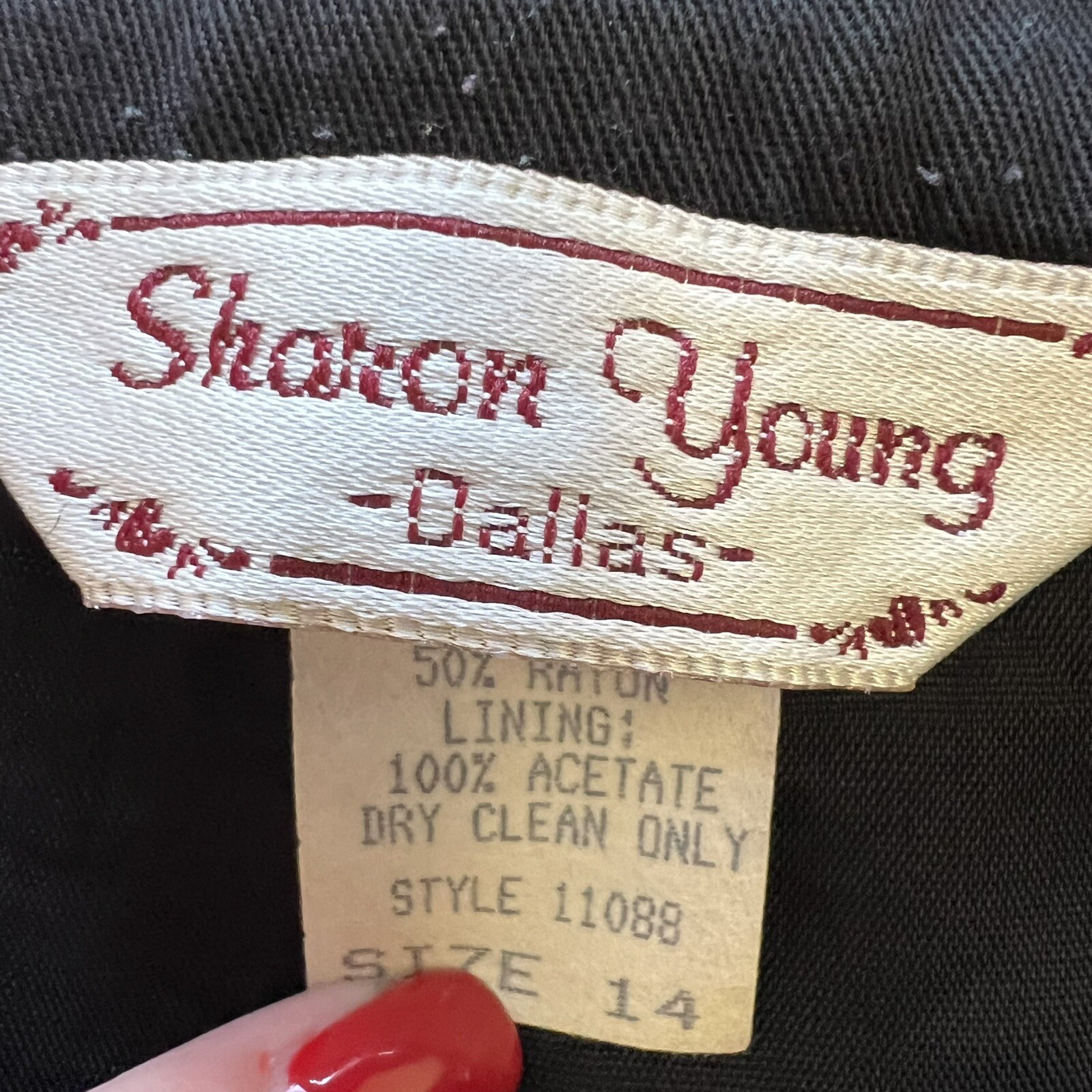 Vintage 80s Sharon Young Rayon Poly Black Pleated Lined Taper Pants Sz 14 EVC