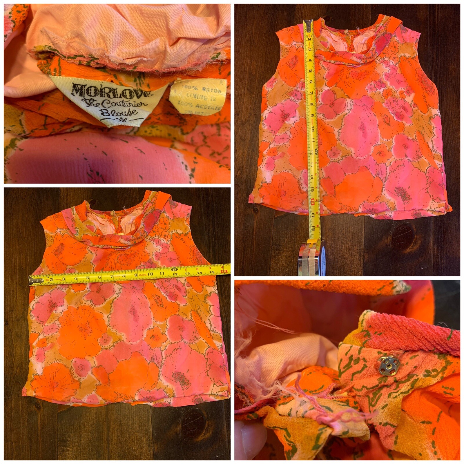 Morelove The Couturier Blouse Vintage 2 Piece Top And Skirt Set Floral 50’s 60’s