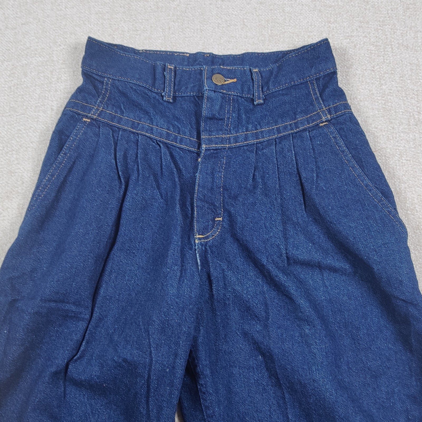 VTG 80s Lee Pleated Mom Jeans High Waist Taper Dark 10M 26×30 Union Made USA EUC