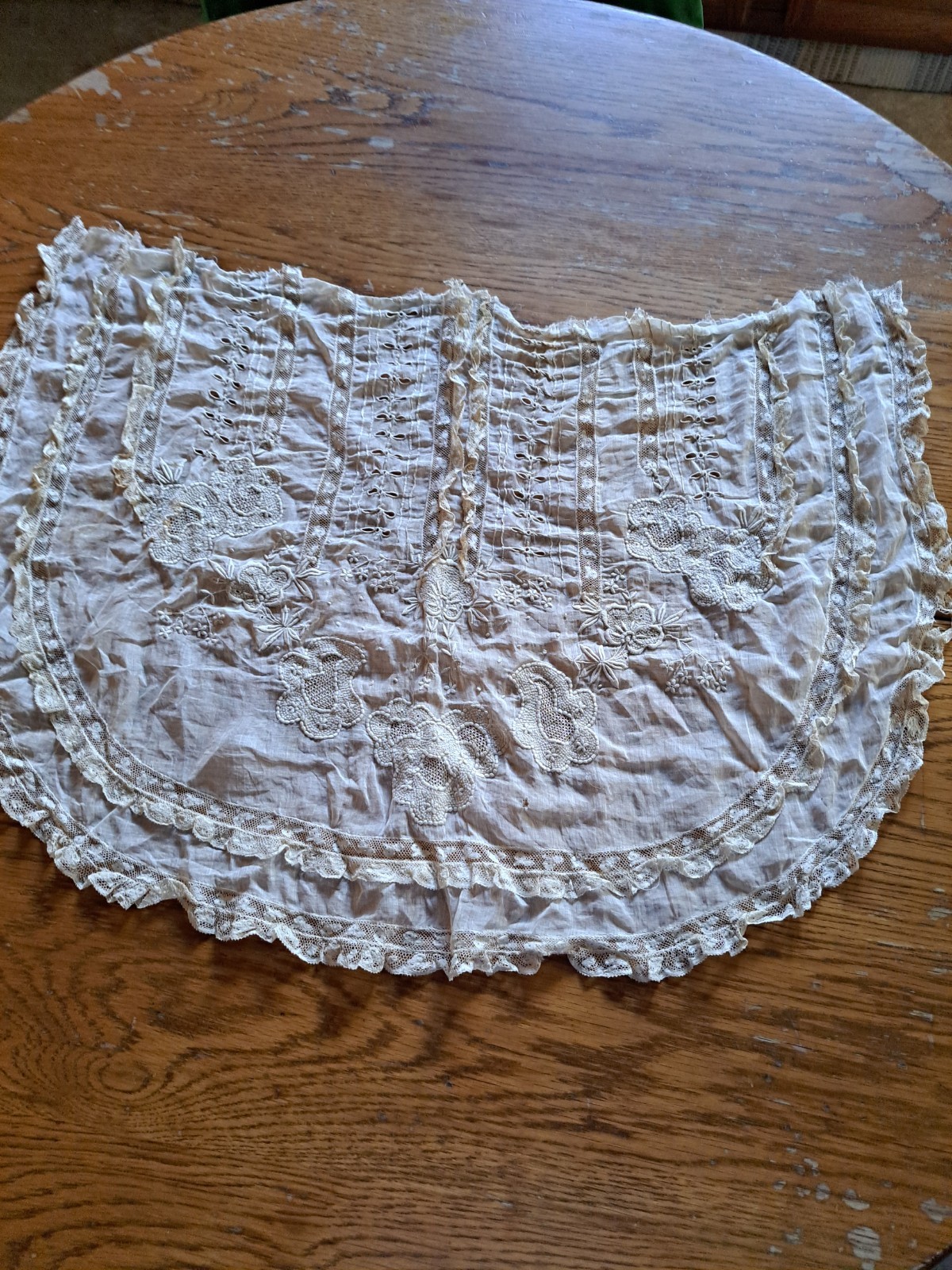 Antique Victorian Edwardian Blouse FRONT ONLY Beige Lace and Embroidery