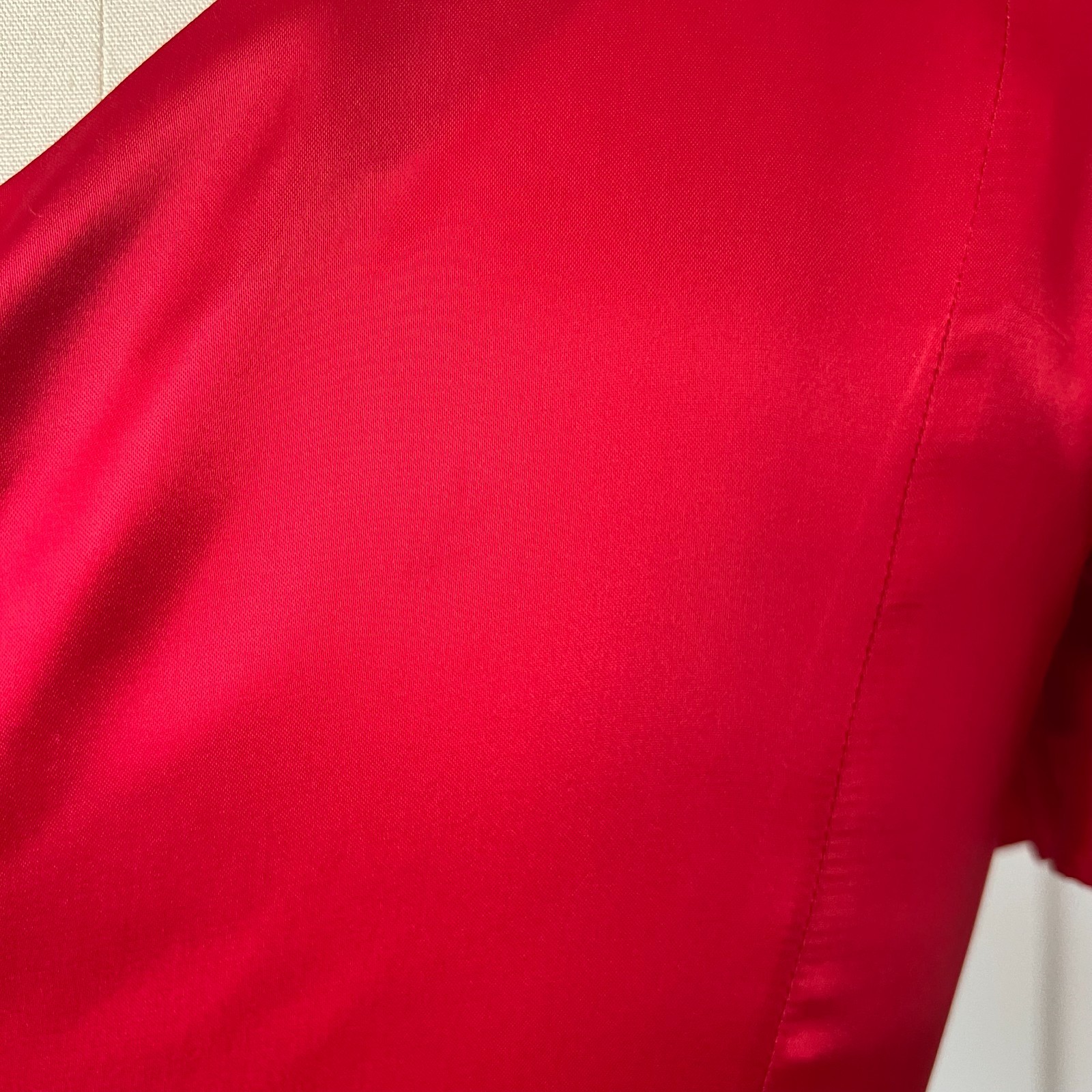 1980s ILGWU Red Taffeta Cocktail Party Dress Asymmetrical Hem Cocktail Prom Gown