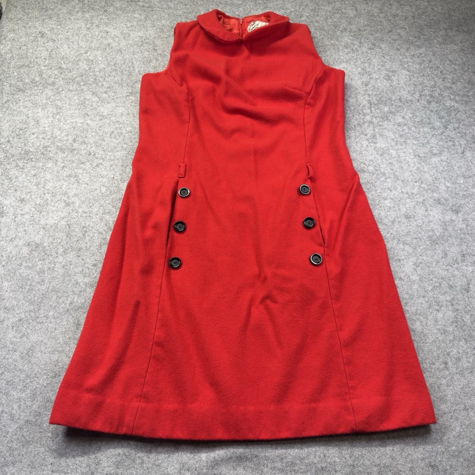 Vintage Prestige by David Preston Red Wool A-Line Shift Sleeveless Mod Women’s