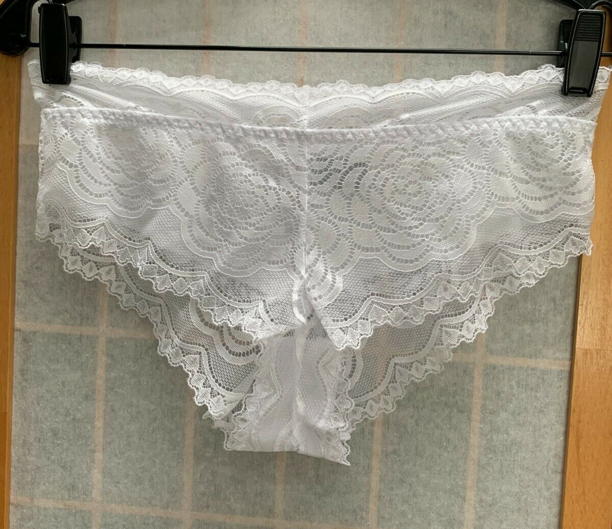 NWOT – Unbranded Sheer White Lace Panties Size L