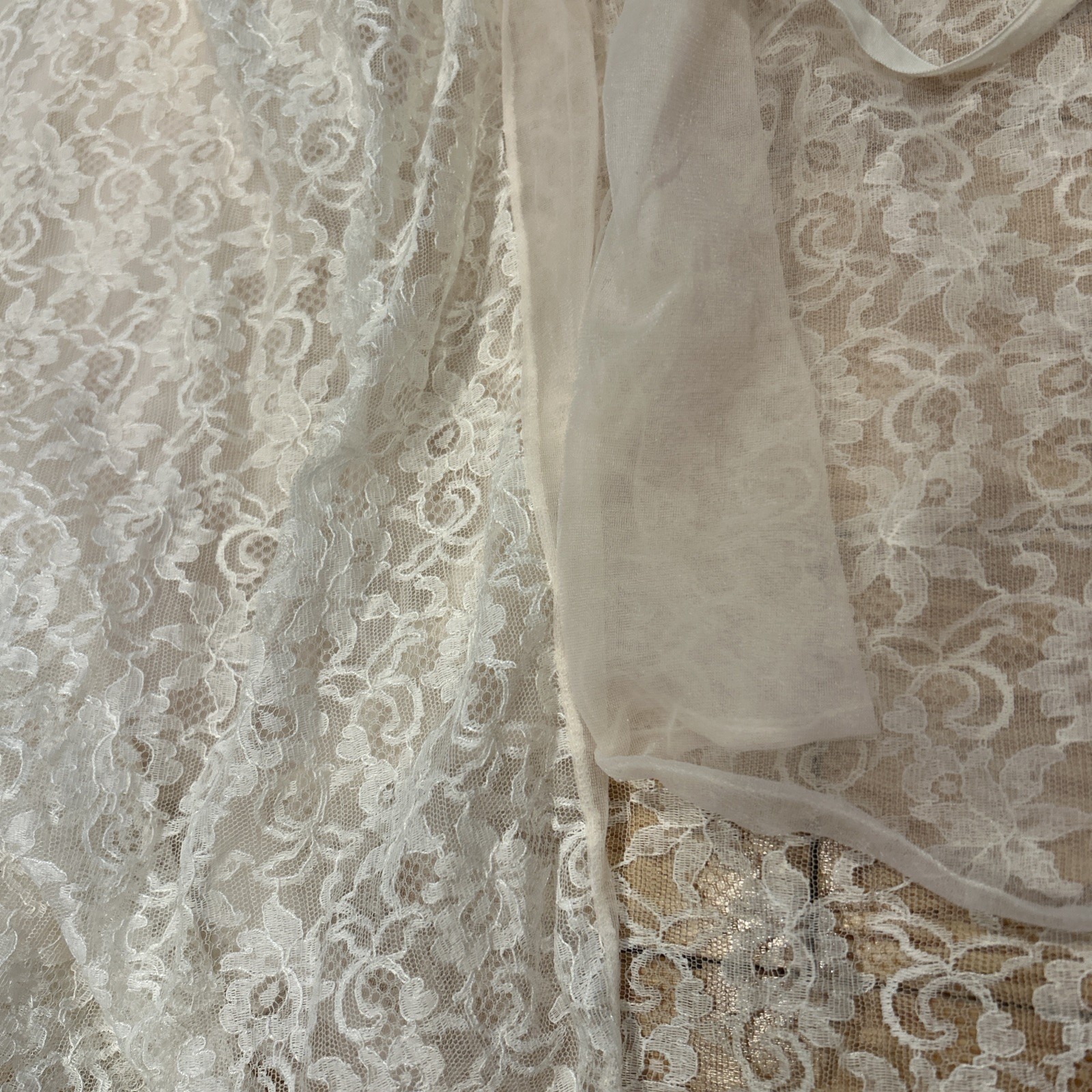 Vintage Radcliffe Women’s M Ivory Peignoir Lingerie Gown Robe Set Lace Nylon