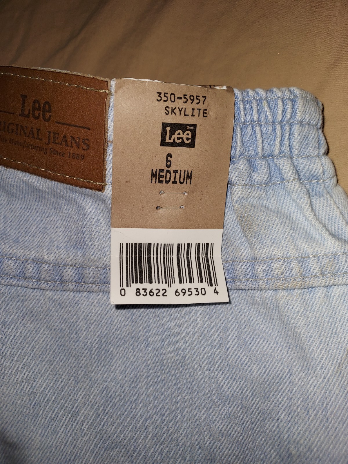 VTG LEE ELASTIC WAIST TAPERED DENIM JEANS WOMENS 6 25×31.5 MOM 80s 90s SKYLITE