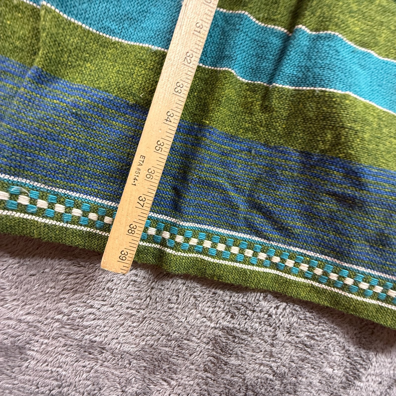 Vintage 70s Woven Striped Maxi Skirt XS Talon Zip Boho Hippie Blue Green