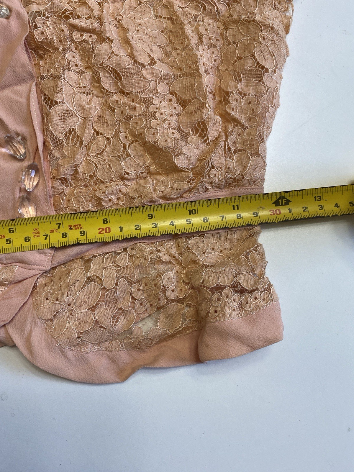 Vintage 20s 30s Lace XS Blouse Peach Handmade Antique