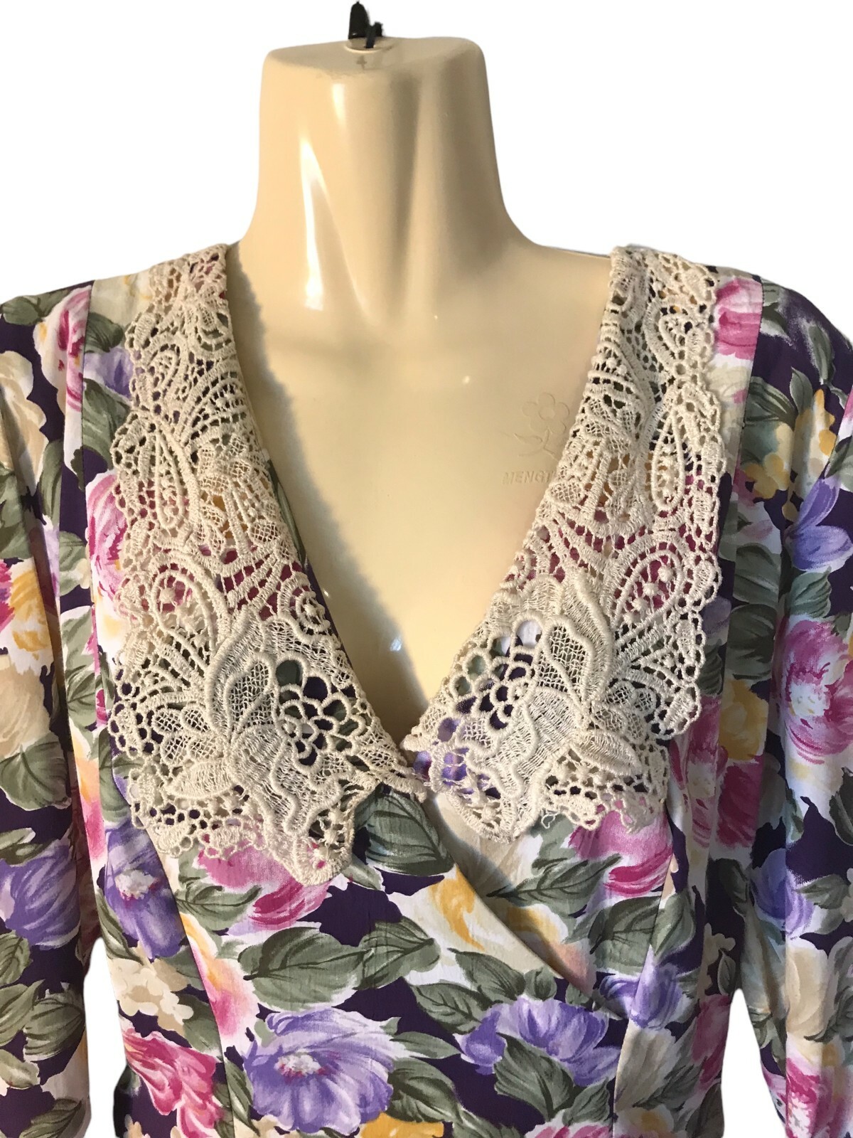Women’s Vintage 1980’s DRESS Cottage Core Crochet Lace Spring Summer Church MED