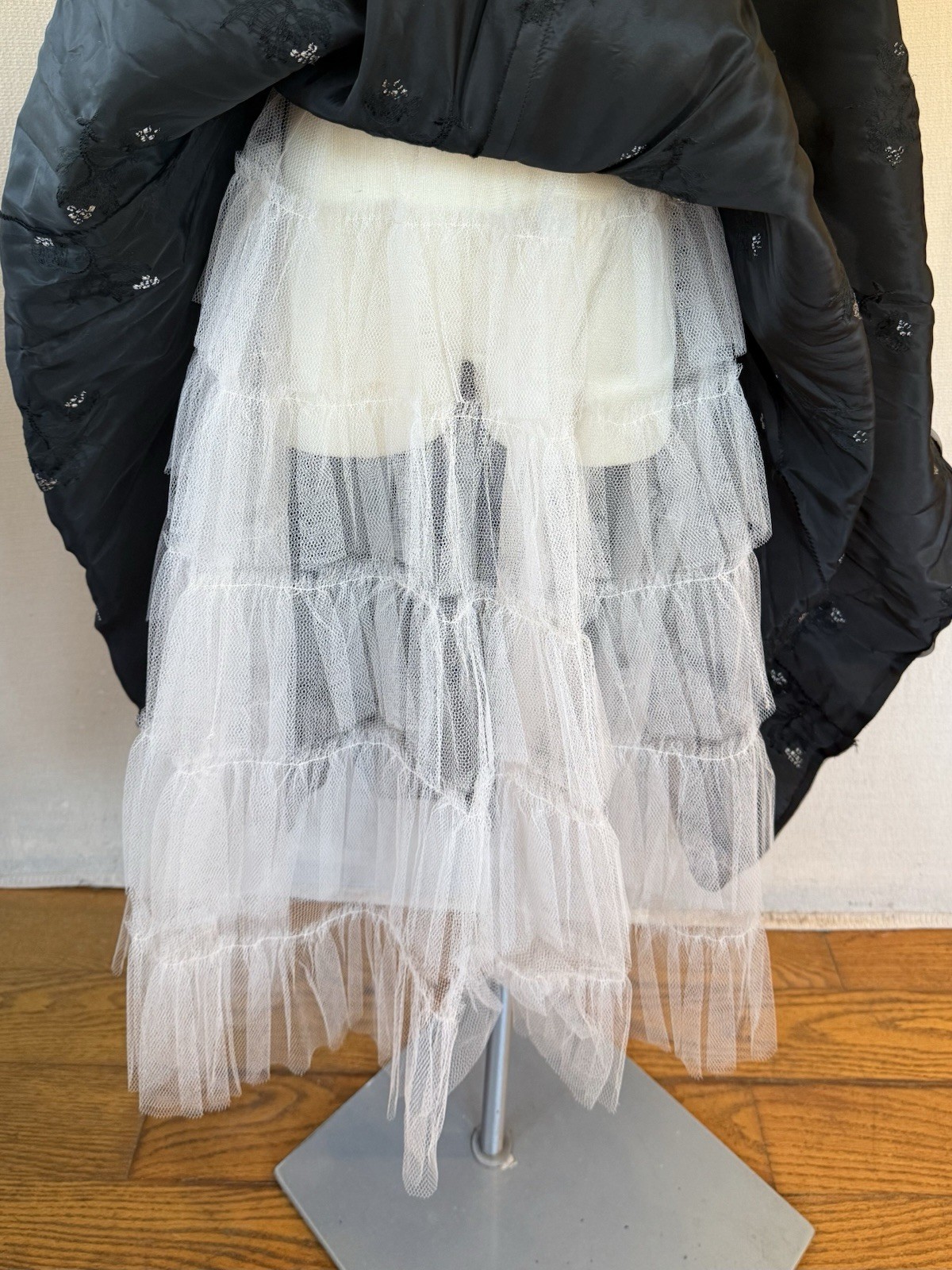 Vintage 1950s Black Cocktail Party Dress Blush Pink Tulle Strapless 34 Bust S M