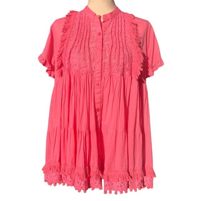 Antica Sartoria Giacomo Cinque Boho Tunic Top 12 Mediterranean Lace Fringe Flowy