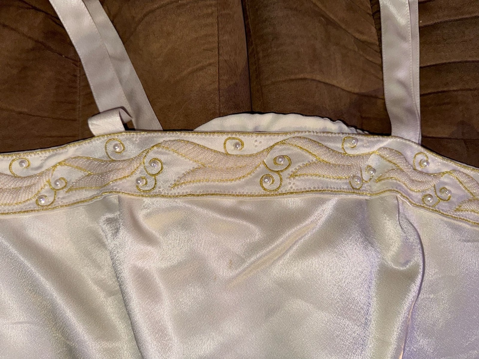 Nolan Miller Vintage Beaded Cream Satin Camisole Top