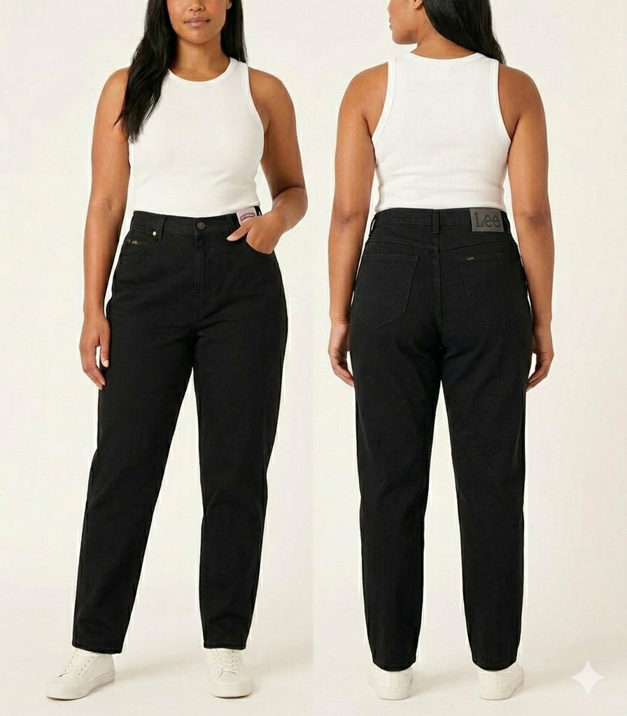 Vintage 1990s Deadstock Lee Black Jeans Relaxed Fit Tapered Leg Cotton 16 32×32