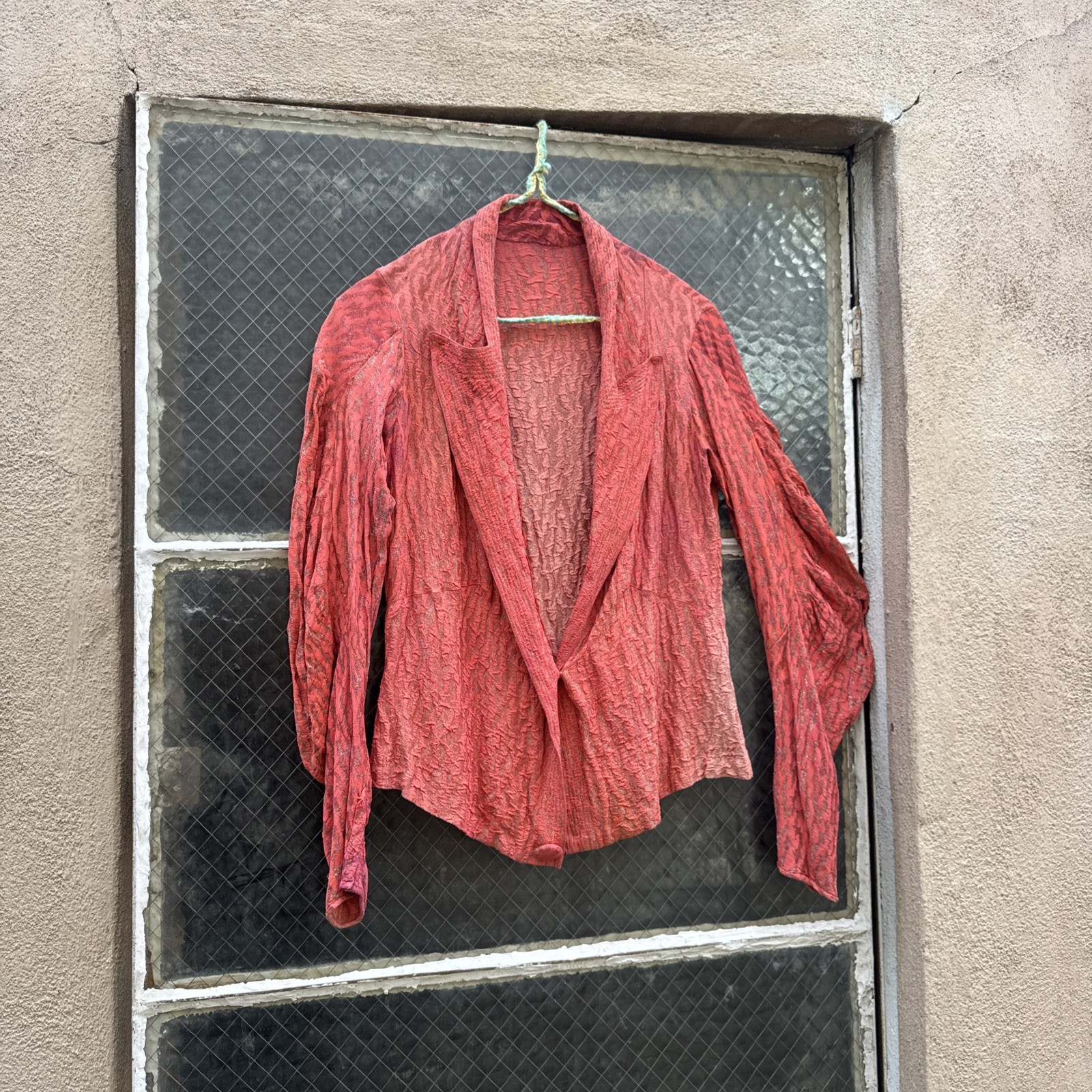 Vintage Salmon Pink Silk & Metallic Lamé Balloon Sleeve Jacket Dress Blouse Top