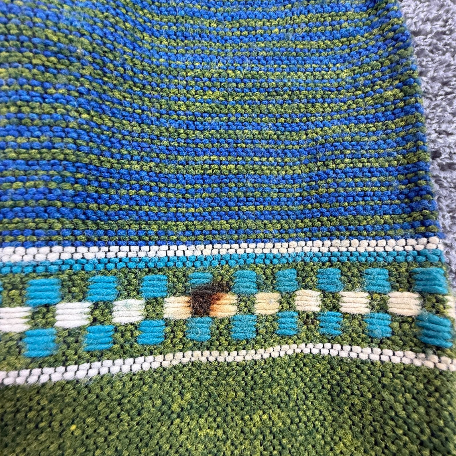 Vintage 70s Woven Striped Maxi Skirt XS Talon Zip Boho Hippie Blue Green