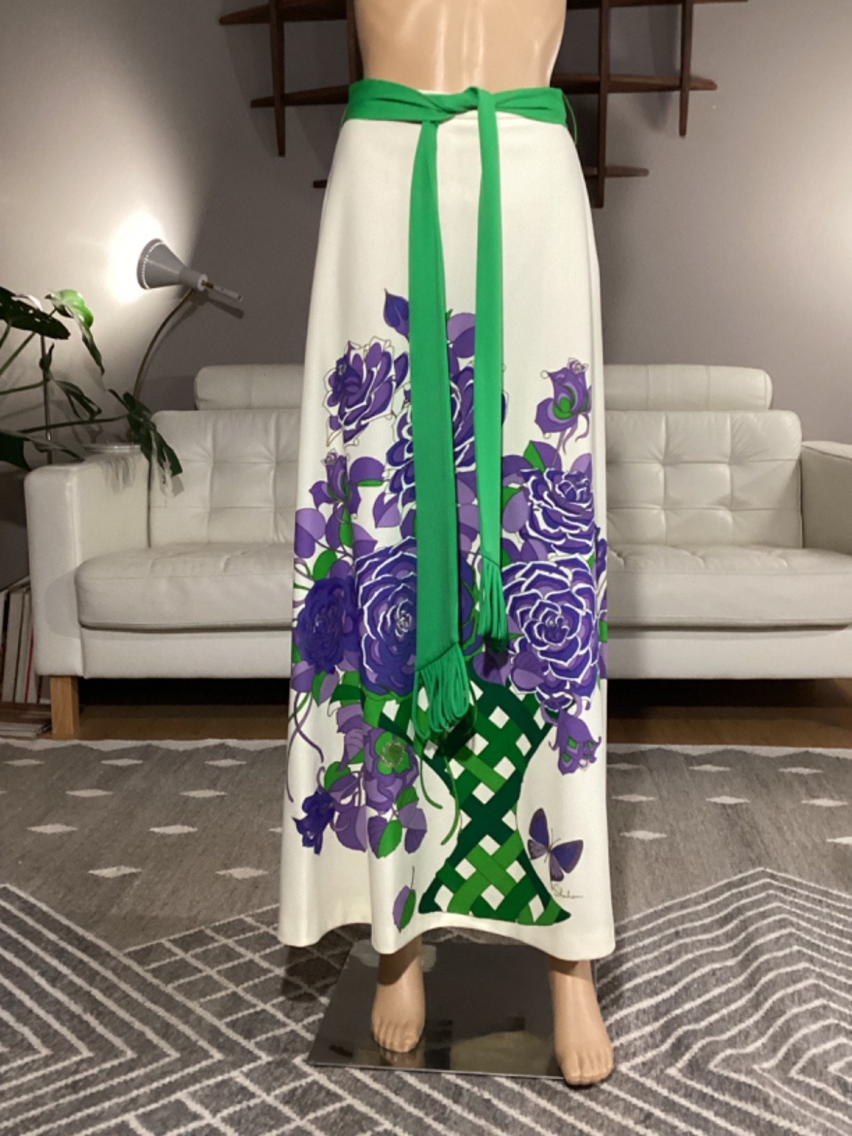Vintage 70’s Alfred Shaheen Hawaiian Belted Maxi Skirt Bright Floral
