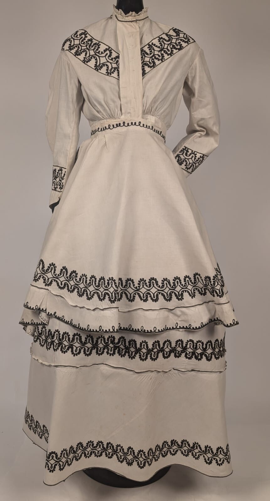 ANTIQUE CIVIL WAR ERA 1860’S 3 PC WALKING SUIT DRESS W BRAID DETAILING