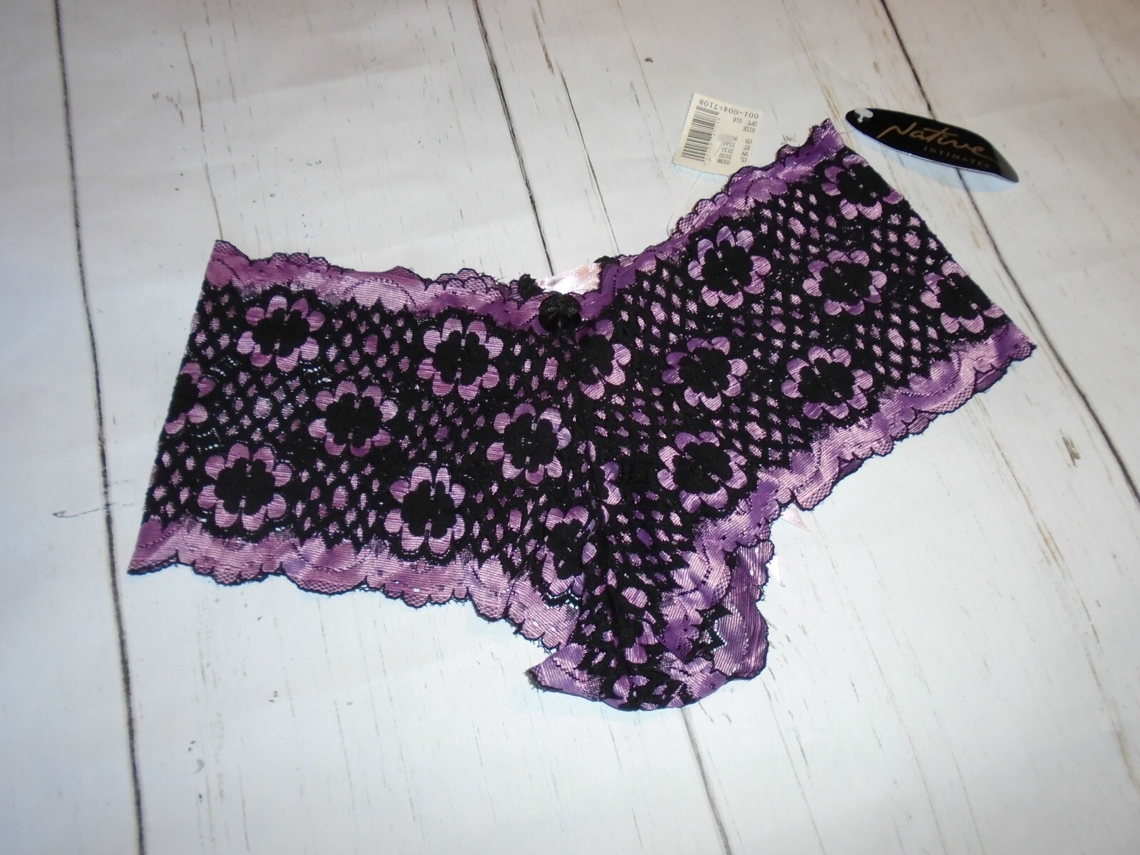 NWT Pink & Black Floral Lace Vintage Women’s Y2K Hipster Corset Panties L 7