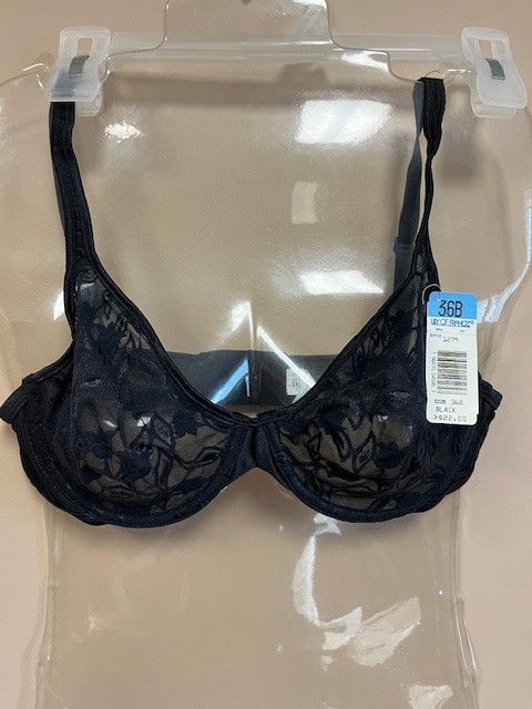 VTG Lily of France Bra 36B Black Sheer Lace Floral Underwire Lingerie Sexy NWT