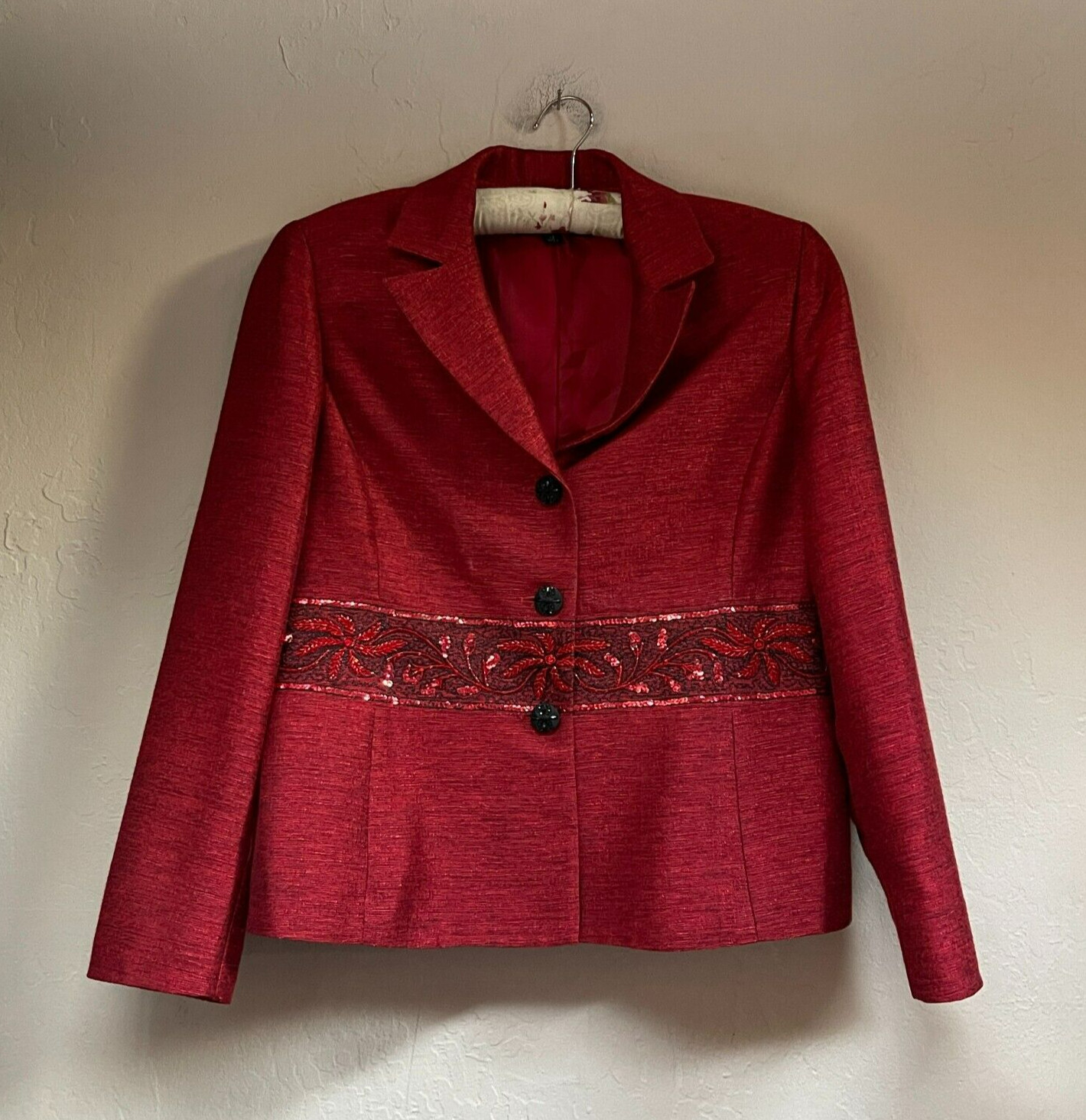 Vintage Nipon Boutique Separates Women’s 12 Red Single-Breasted Blazer Jacket