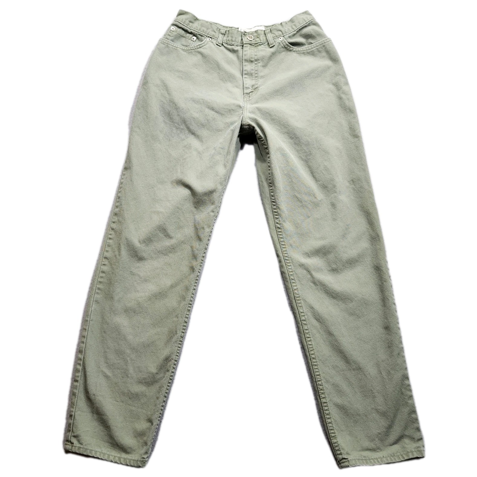Vtg Arizona Duck Cotton Jeans Womens 27×30 Sage Green Baggy Made In USA Upcycled