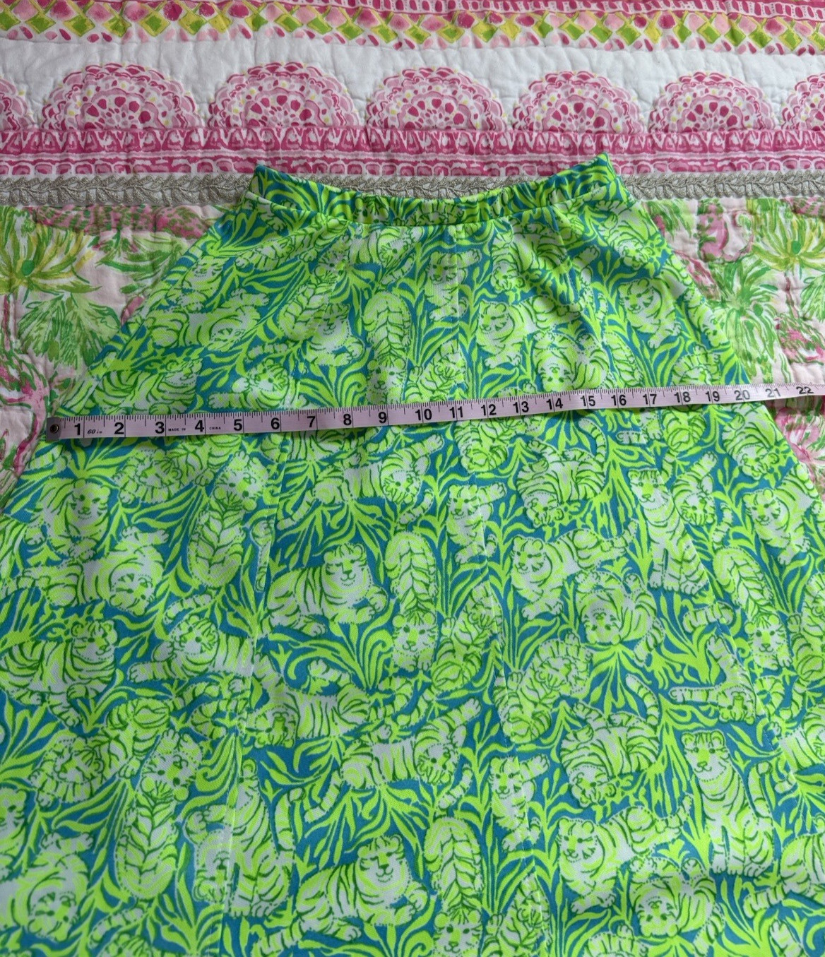 Vintage ” The Lilly” Lime Green And Ivory Tigers Skirt EUC