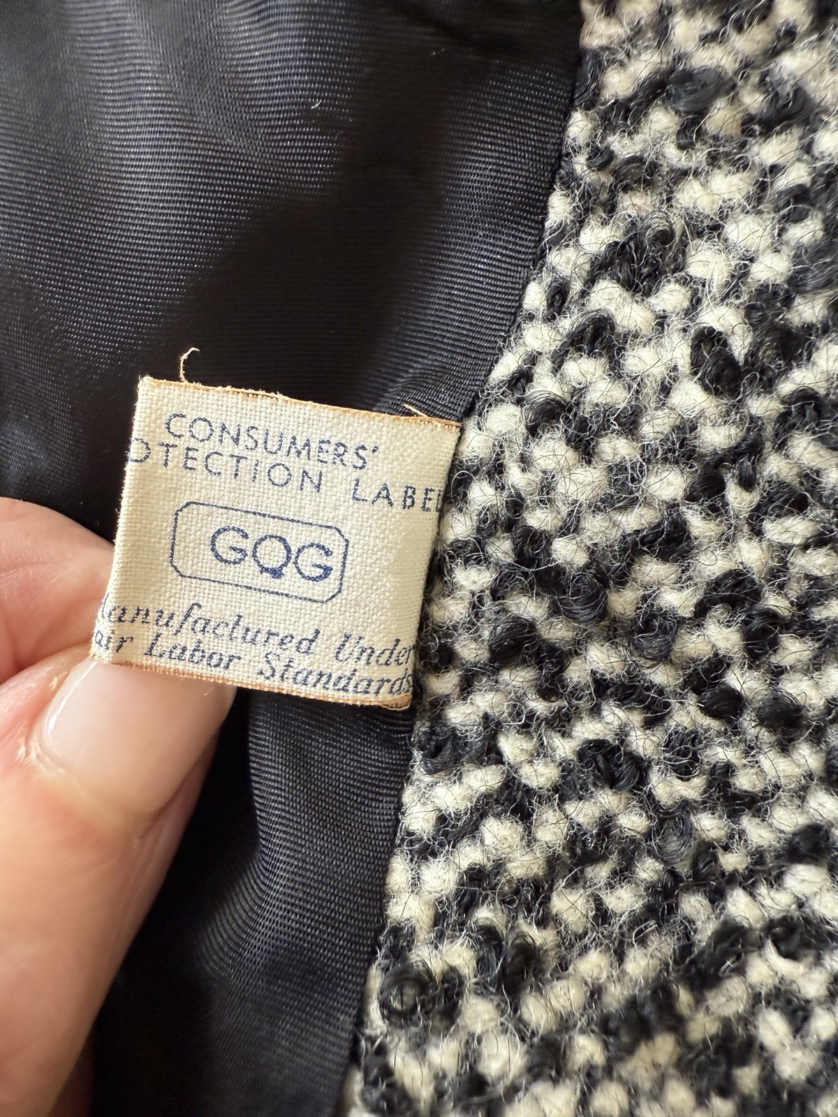 Vintage 1940’s/50’s Kennie Original Fitted Tweed Boucle Wool Jacket Black White