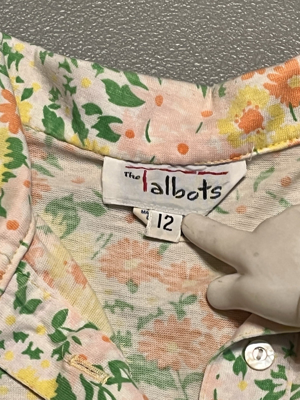 Vintage The Talbots Floral Short Sleeve Shirt 70s single stitch top Size 12 Med