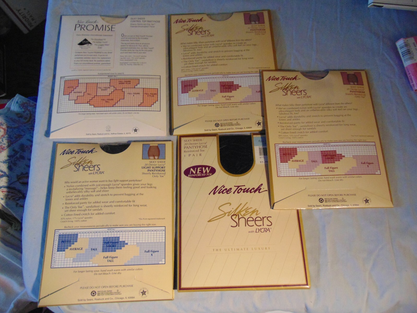 Lot of 5 Nice Touch Full Figure Short 5 Colors Silky Sheer Panyhoses