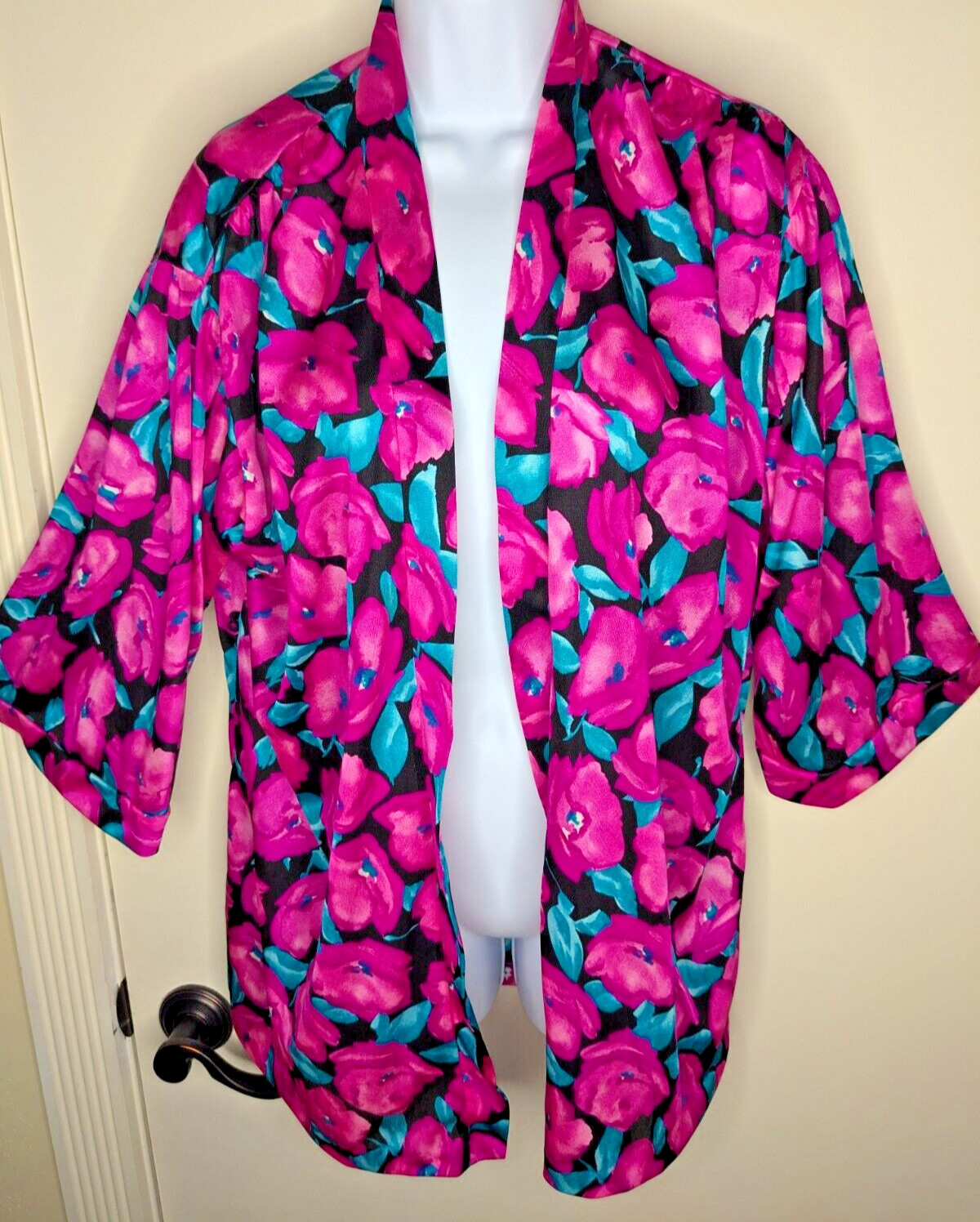 Vintage SZ Small Robby Len Fuchsia Aqua Swim Ocean Pool Fish Versatile Cover-Up