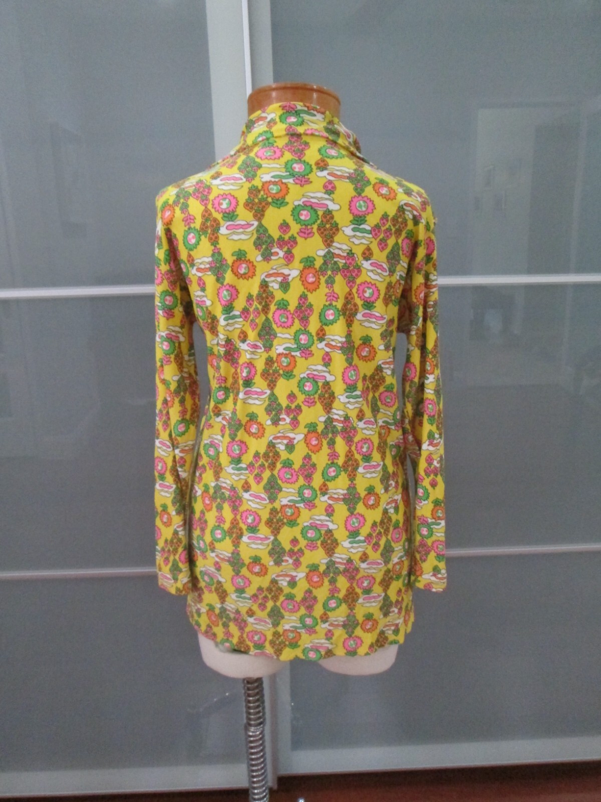 Vintage 70s Disco Era V-Neck Tunic Shirt Fits Size M