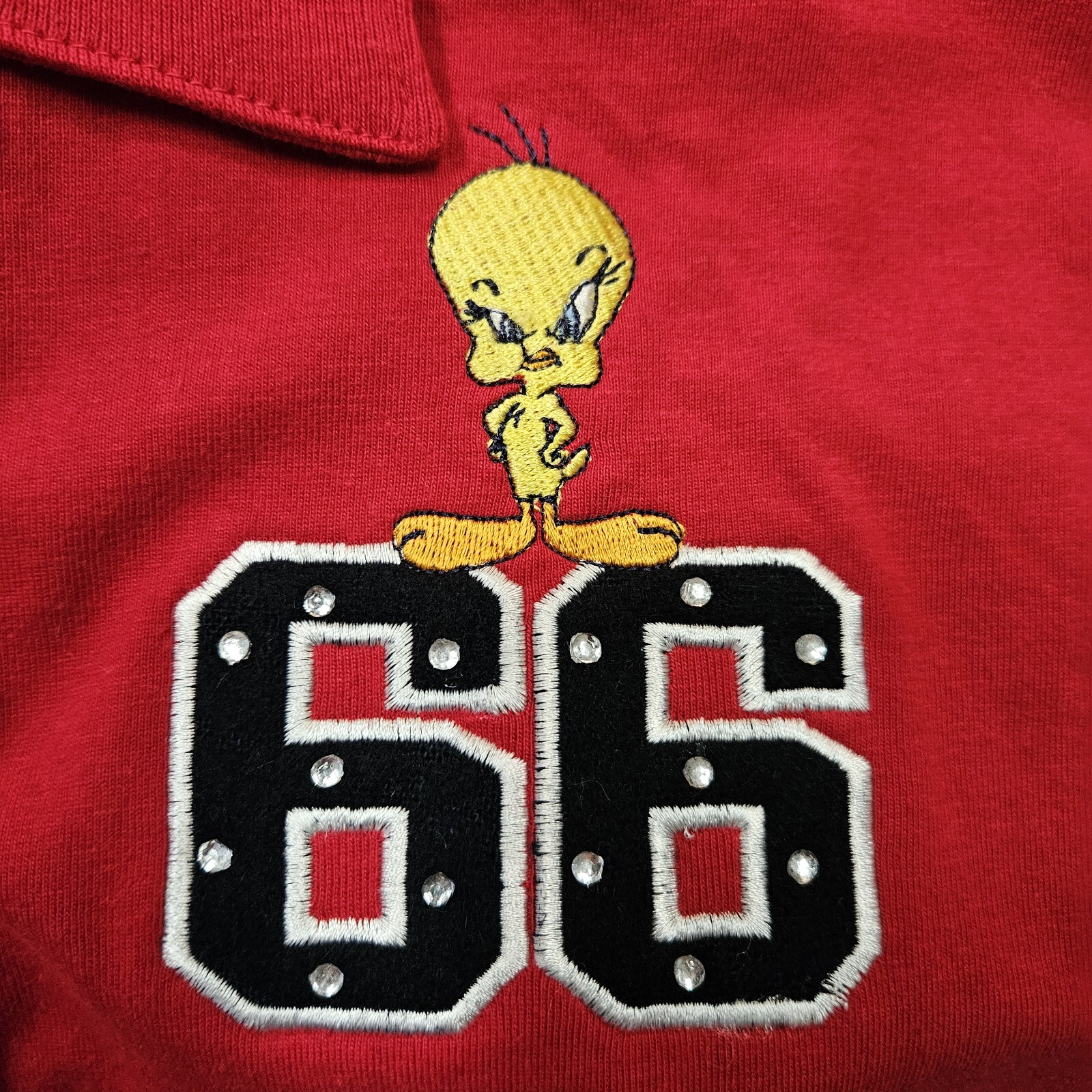 2001 Tweety Bird Sz 26/28 3X #66 Looney Tunes Women’s 3/4 Sleeve Polo Shirt NEW