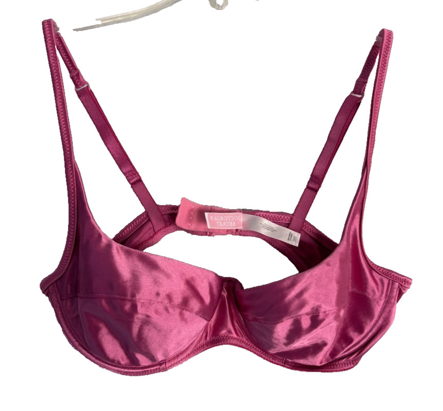 VTG 1980s Bra Victoria’s Secret Satin Lightly Padded Underwire 5515 36B Pink