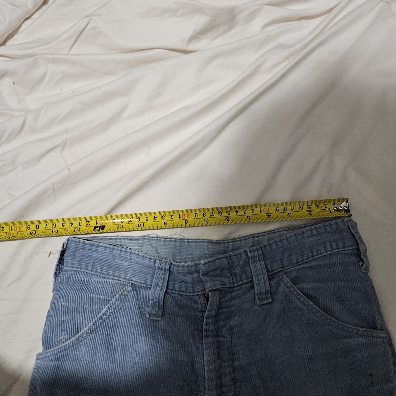 Vintage 1970s Dickies Curduroy Blue Work Pants Size Waist 26 By 29 Inches